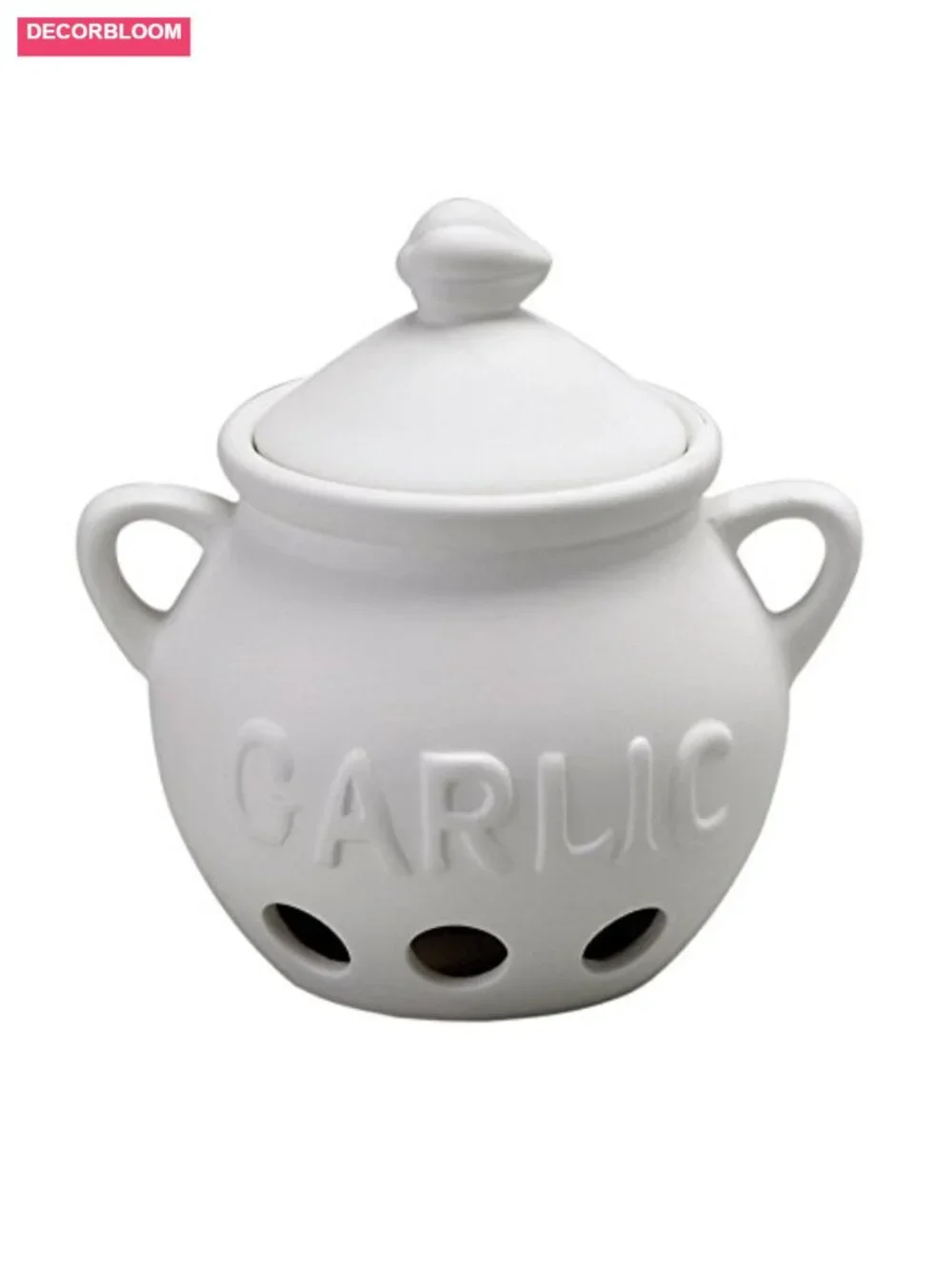 Unglazed Earthenware Ceramic Garlic Keeper Store Countertop Fresh